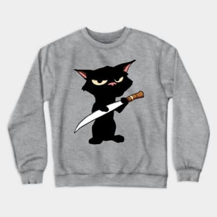 Cat With Knife Crewneck Sweatshirt